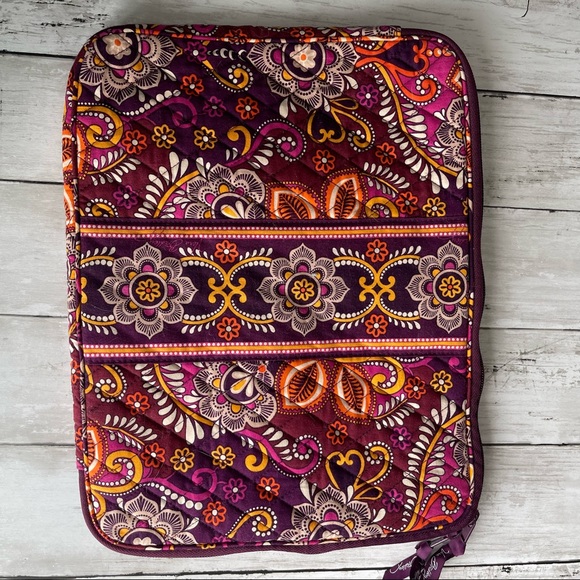 PREOWNED VERA BRADLEY ORANGE PURPLE LAPTOP ZIP AROUND CASE - Picture 3 of 5